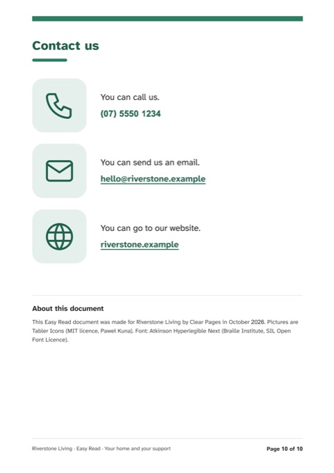 Easy Read page: Contact us, open full size