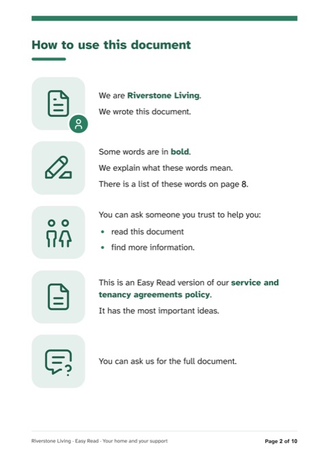 Easy Read page: How to use this document, open full size