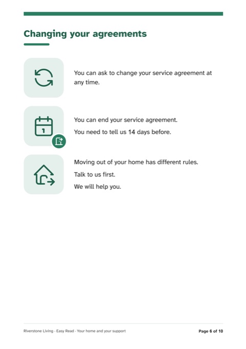 Easy Read page: Changing your agreements, open full size