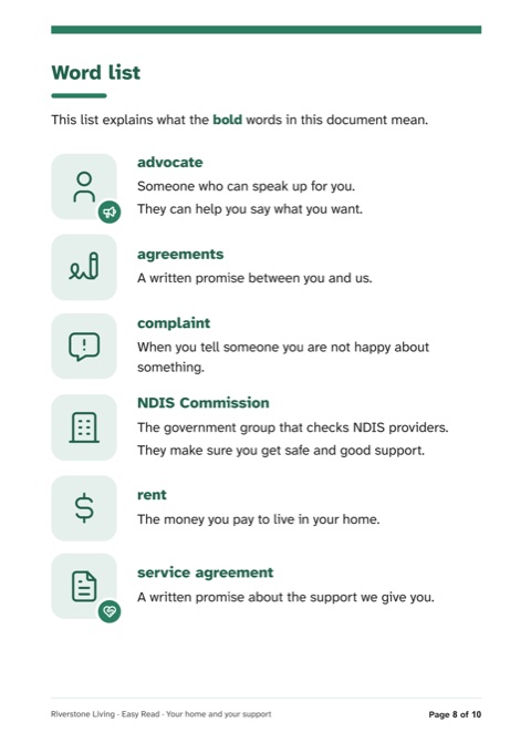 Easy Read page: Word list, open full size